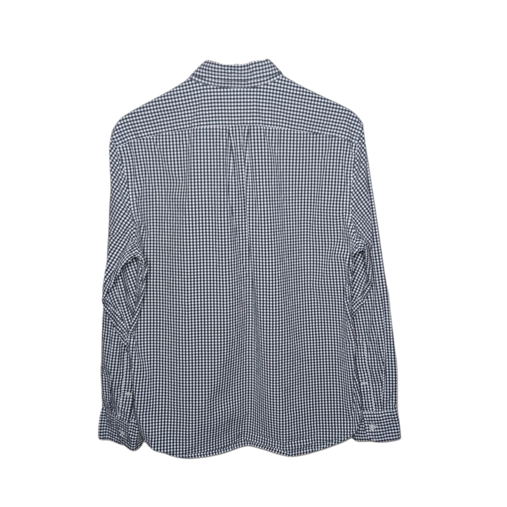 J.Crew Button Down Shirt Mens Large Short Navy Blue Gingham Slim Untucked Cotton - Picture 2 of 9